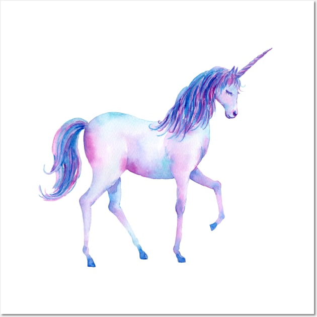 Purple Unicorn In Watercolour Wall Art by designsbycreation